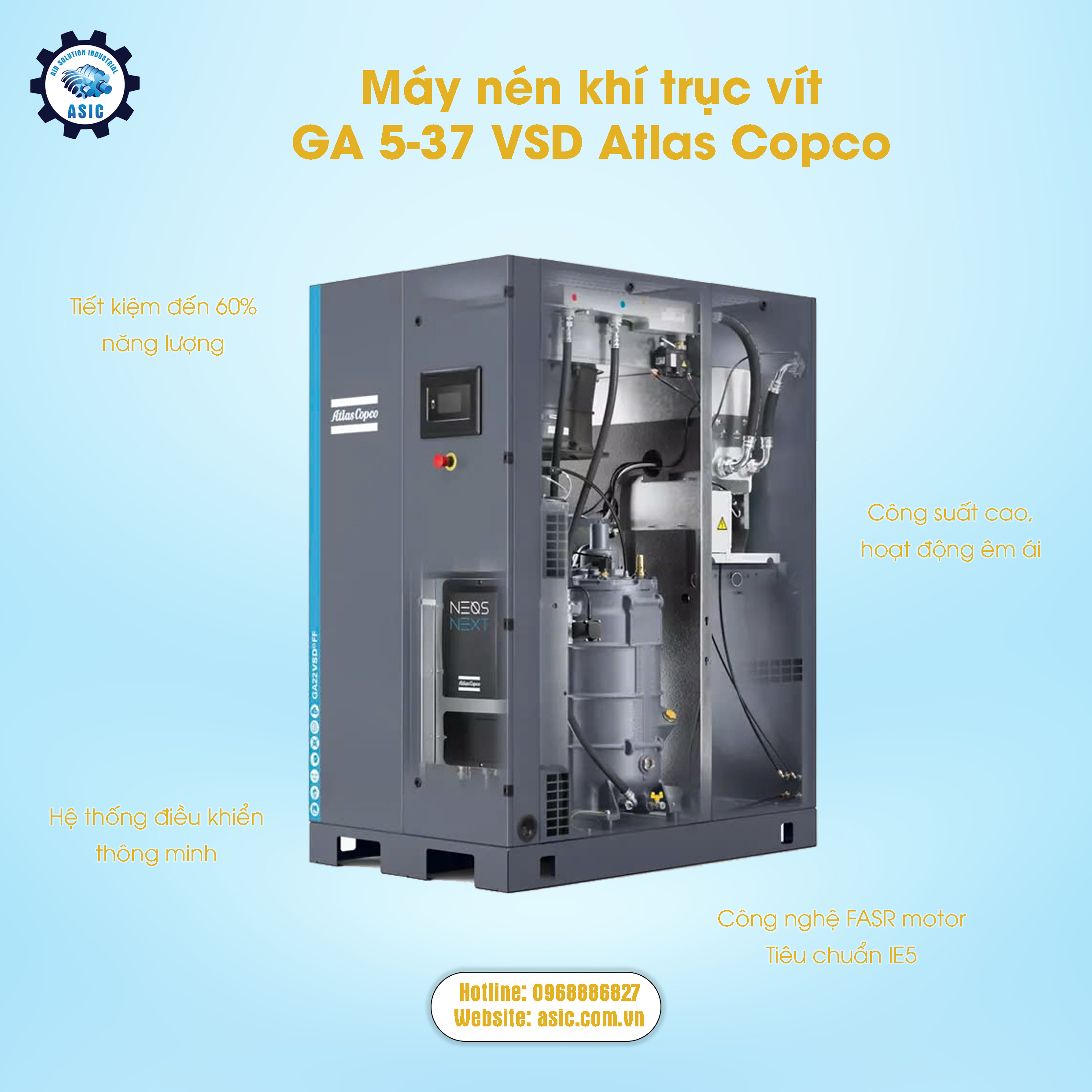 Ưu điểm nổi bật của máy nén khí GA 5-37 VSDˢ