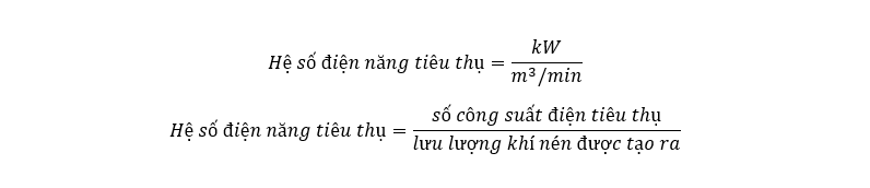 Công thức tính hệ số tiêu thụ điện năng trong máy nén khí