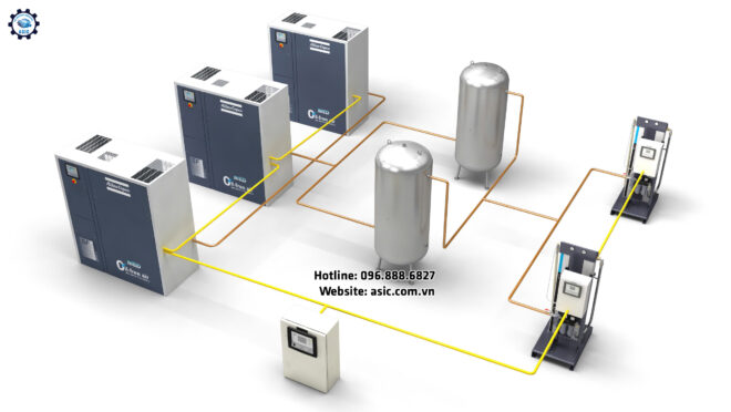 Sơ đồ máy nén khí xoắn ốc không dầu SF